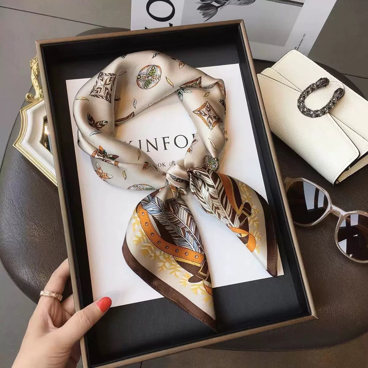 Luxury Bags Expensive - Luxury Design Skinny Silk Square Scarf