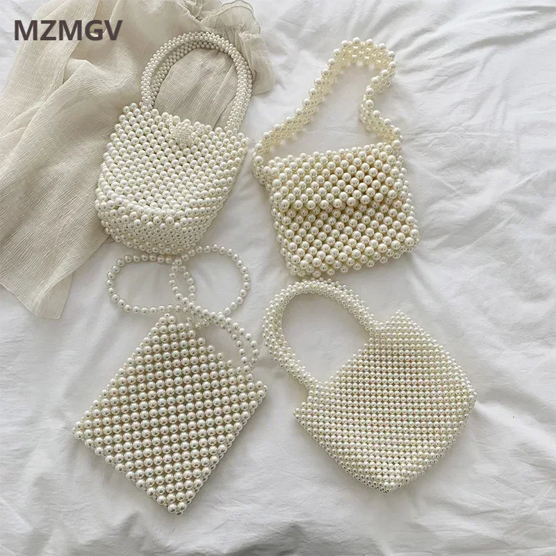 Luxury Bags White - Fashion Hand-beaded Pearl Bag All-match Mini