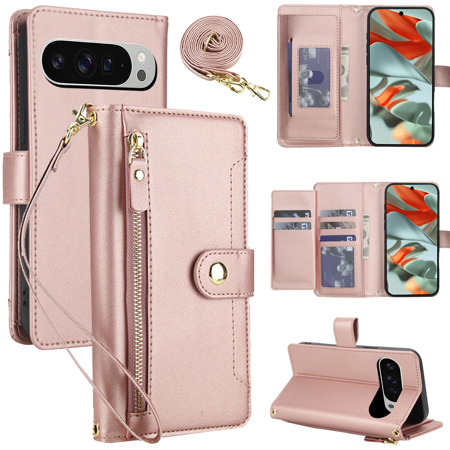 Luxury Bags In - Crossbody Zipper Leather Wallet Flip Case
