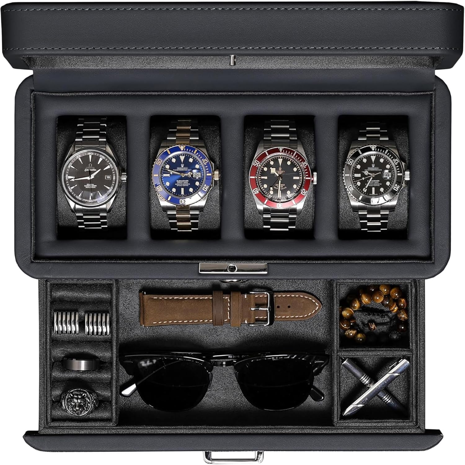 Luxury Bags In - Luxury 4-Slot Watch Box with Valet