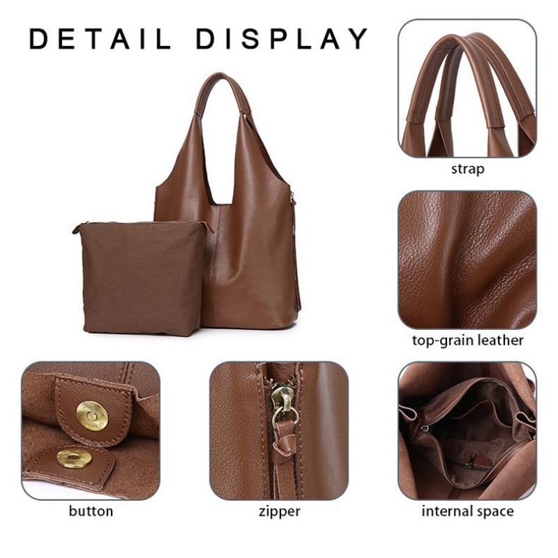 Luxury Cowhide Leather Women T - Luxury Tote Bags With Zipper ulasan dan harga