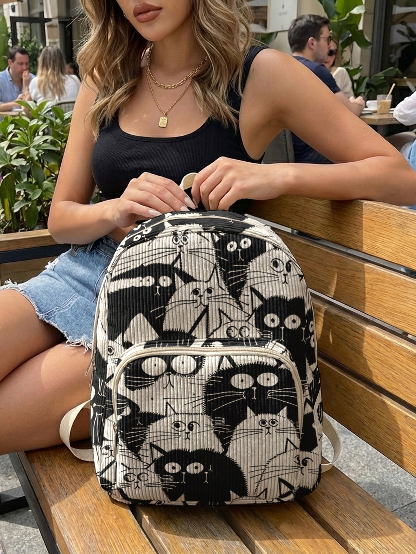 Black & White Cartoon Cats All - Luxury Bags White ulasan dan harga