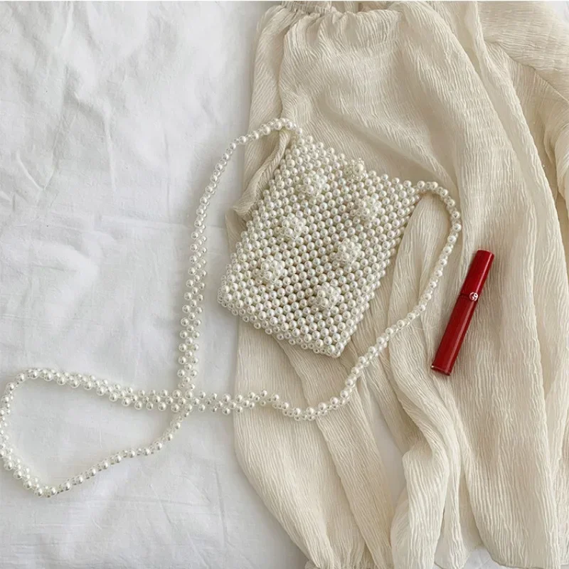 Fashion Hand-beaded Pearl Bag  - Luxury Bags White ulasan dan harga