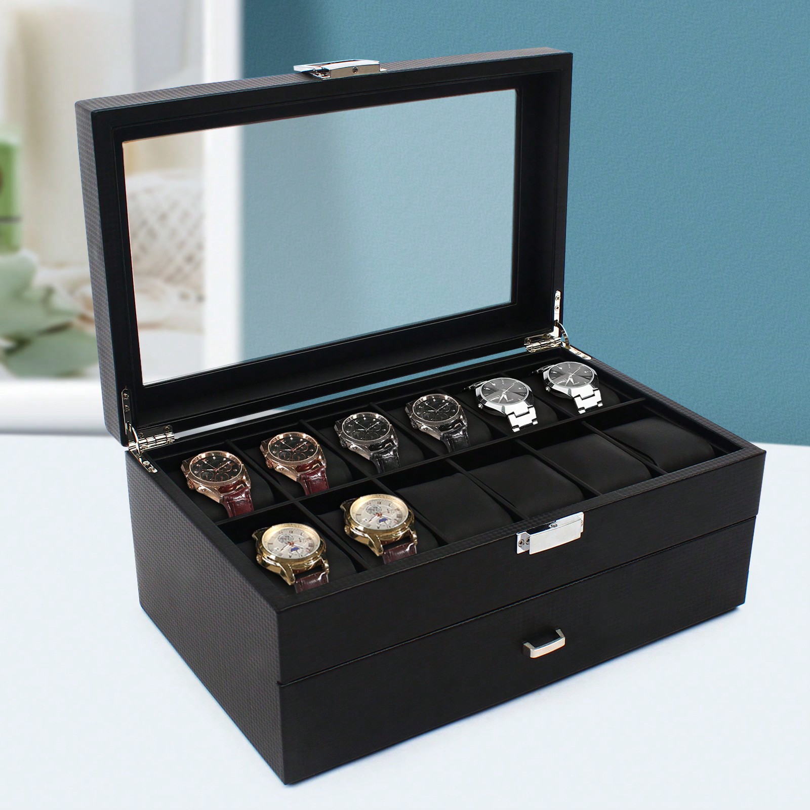 24 Slot Men Watch Display Case - Luxury Bags In ulasan dan harga