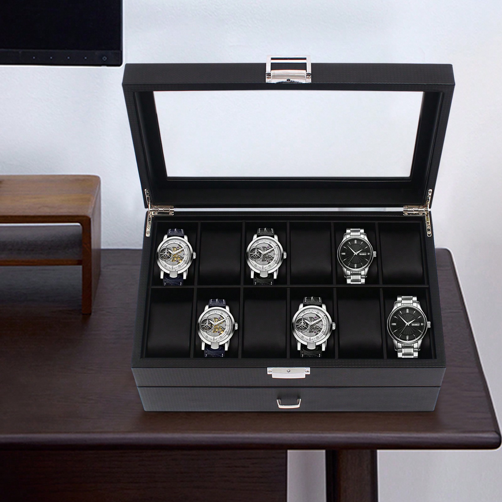 24 Slot Men Watch Display Case - Luxury Bags In ulasan dan harga