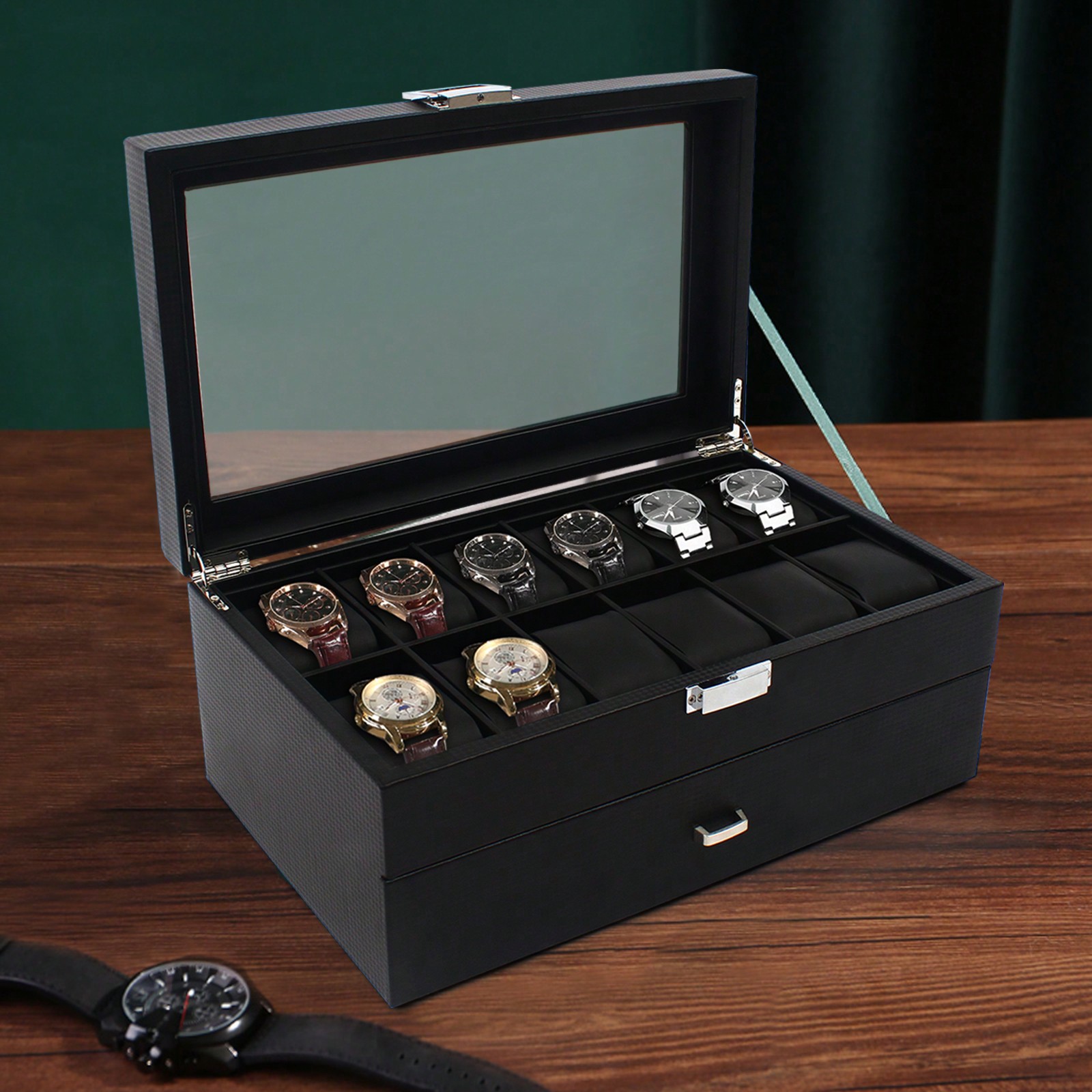 24 Slot Men Watch Display Case - Luxury Bags In ulasan dan harga