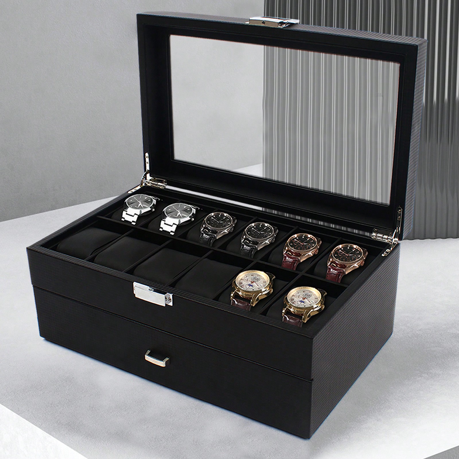 24 Slot Men Watch Display Case - Luxury Bags In ulasan dan harga