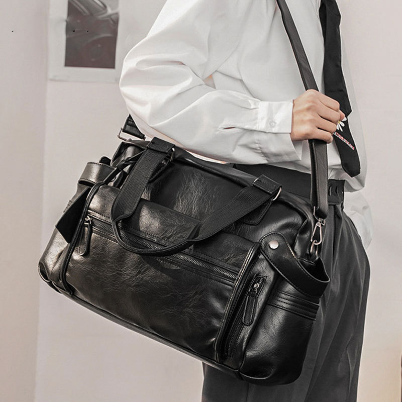 Men PU Leather Briefcase Top-H - Luxury Tote Bags With Zipper ulasan dan harga