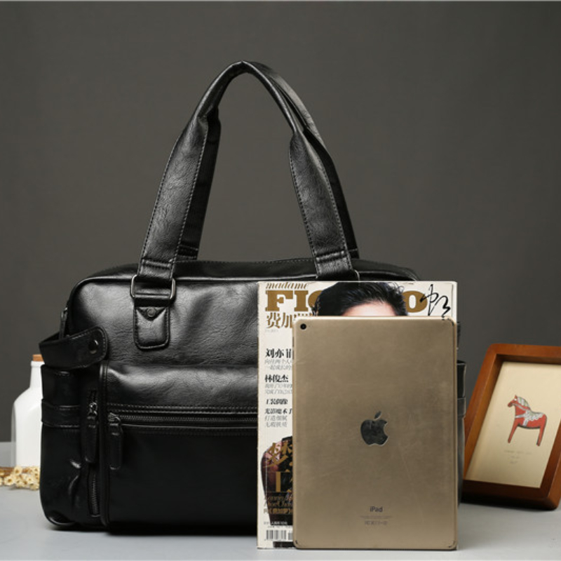 Men PU Leather Briefcase Top-H - Luxury Tote Bags With Zipper ulasan dan harga