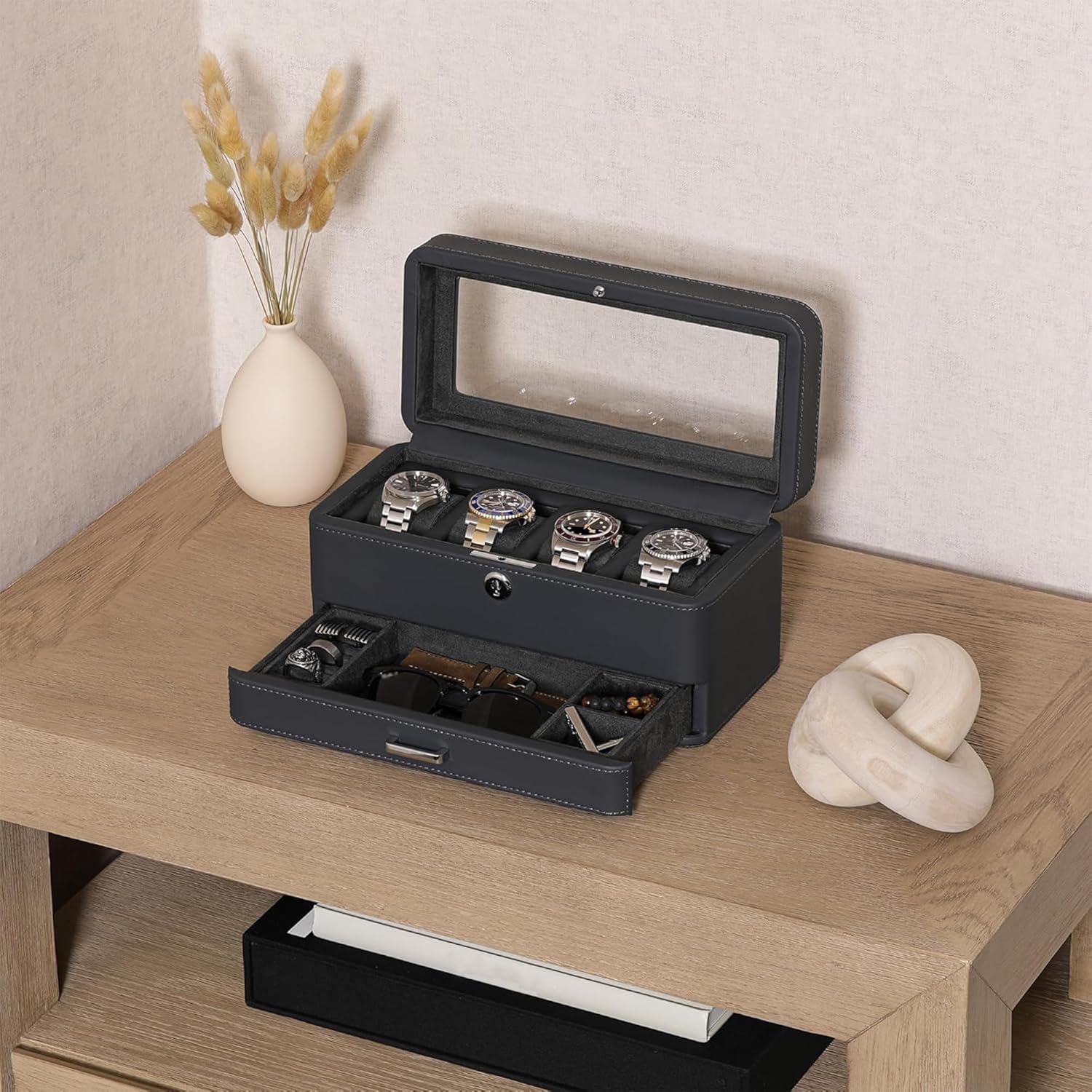 Luxury 4-Slot Watch Box with V - Luxury Bags In ulasan dan harga