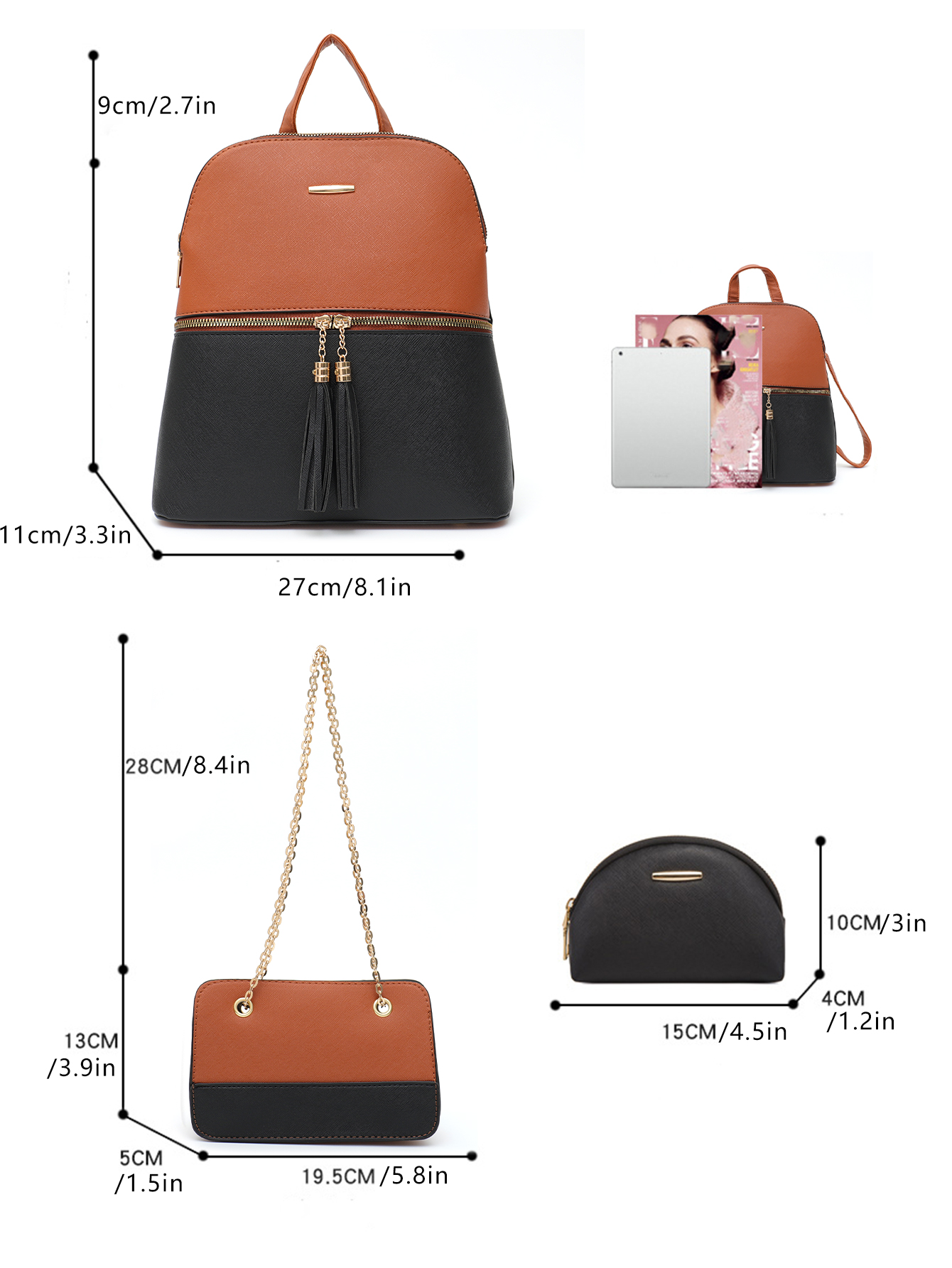 4 PCS Bags Set Women's Fashion - Luxury Tote Bags With Zipper ulasan dan harga