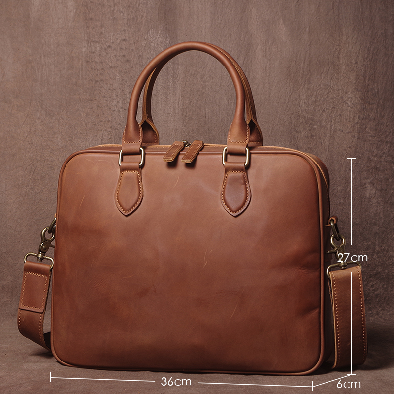 GURO Men Crazy Horse Cowhide B - Luxury Tote Bags With Zipper ulasan dan harga