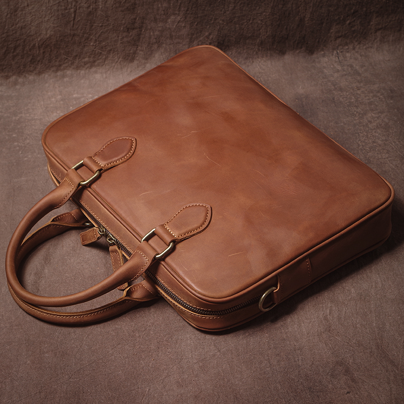 GURO Men Crazy Horse Cowhide B - Luxury Tote Bags With Zipper ulasan dan harga